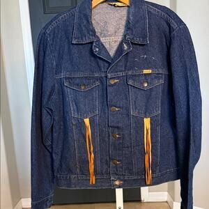 Vintage Rustler Blue Denim Fringe Jacket LG
With Pockets